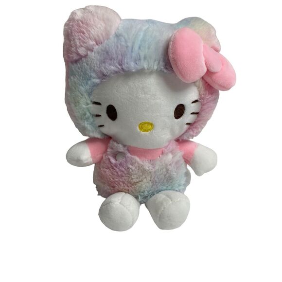 HELLO KITTY Sanrio Rainbow Sherbert Plush Belt Loop Stuffed Animal Zipper Japan - Picture 1 of 9